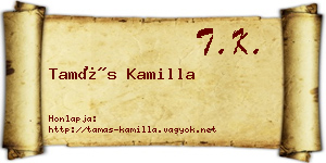 Tamás Kamilla névjegykártya